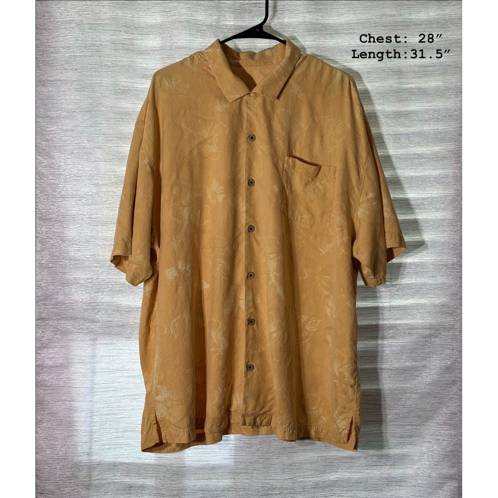 Tommy Bahama Hawaiian Shirt Men's 2XL Orange Button Down Relax‎ 100% Silk